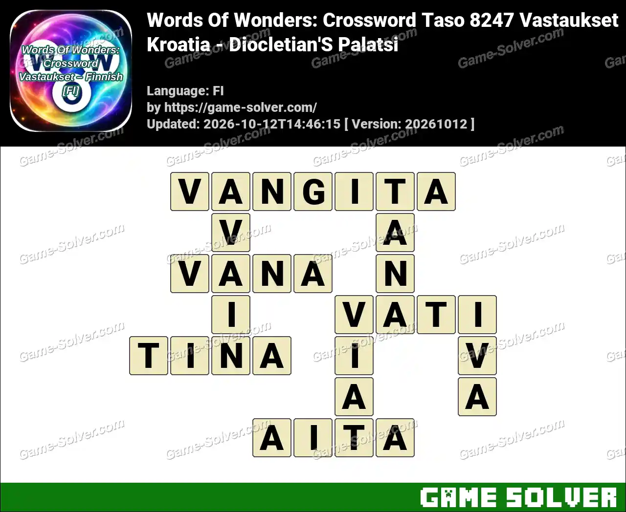 Words Of Wonders: Crossword Taso 8247 Vastaukset – Kroatia – Diocletian’S Palatsi